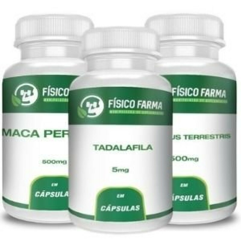 Kit potência sexual Tadalafila 5mg + Tribullus Terrestris 500mg + Maca