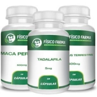 Kit Potência Sexual: Tadalafila 5mg 60 cápsulas + Tribullus Terrestris 500mg 60 cápsulas + Maca Peruana 500mg 120 cápsulas