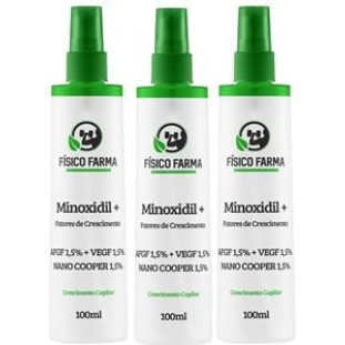 Minoxidil + Fatores de Crescimento Spray 100ml-Kit com 3 Unidades