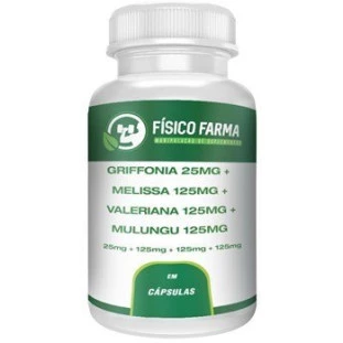 Griffonia 25mg + Melissa 125mg +  Valeriana 125mg + Mulungu 125mg 90 Doses
