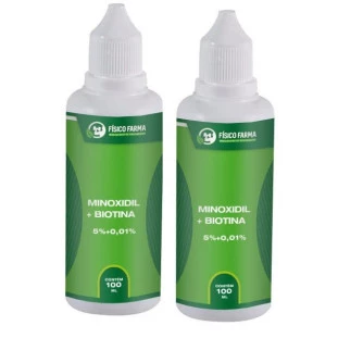 Minoxidil 5% + Biotina 100ml - Kit com 2 Unidades