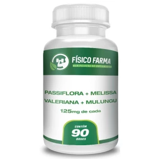 Passiflora 125mg + Melissa 125mg +  Valeriana 125mg + Mulungu 125mg 90 Doses